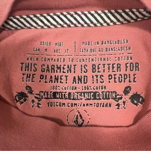 Volcom Cropped Pink Graphic Front Back Women’s Size Medium - Picture 4 of 5